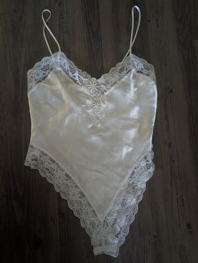Vintage White Lace Beaded Bodysuit